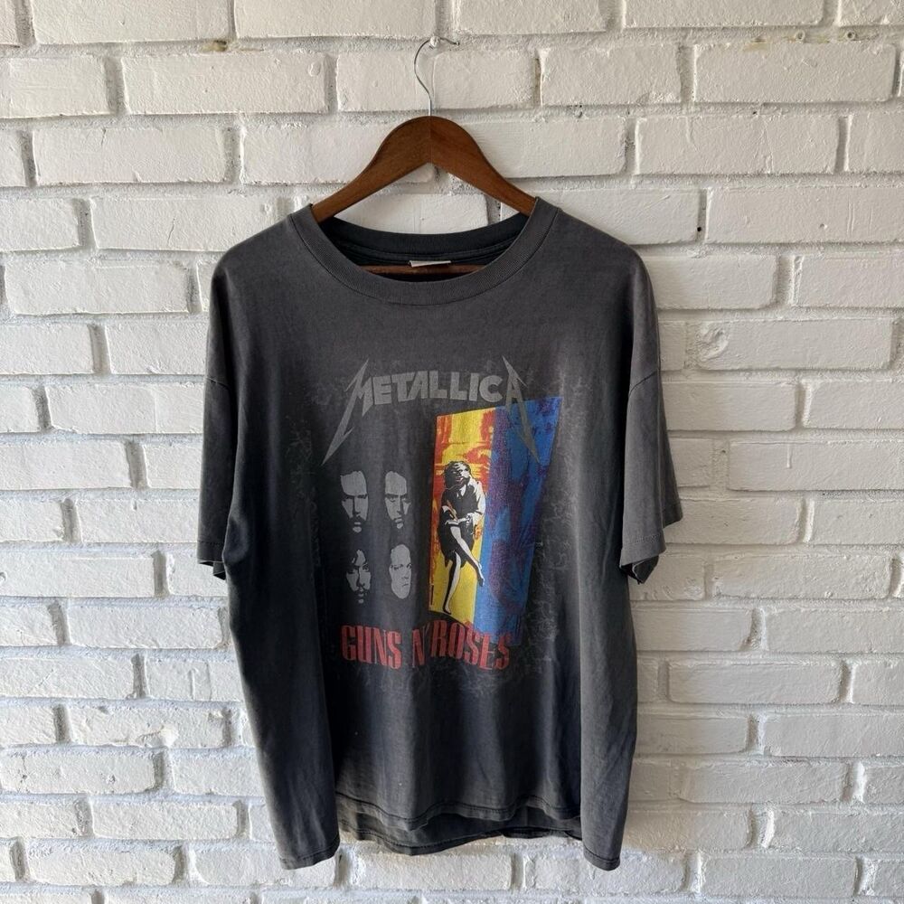 Vintage 1992 Metallica Guns N Roses Tour T Shirt Brockum USA Double Sided XL